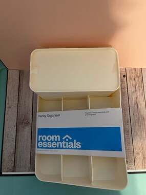Room Essentials Cream Vanity Organizer, 4.7" x 7.8" x 11.8"